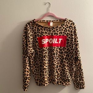 H&M cheetah print “Spoilt” logo sweater